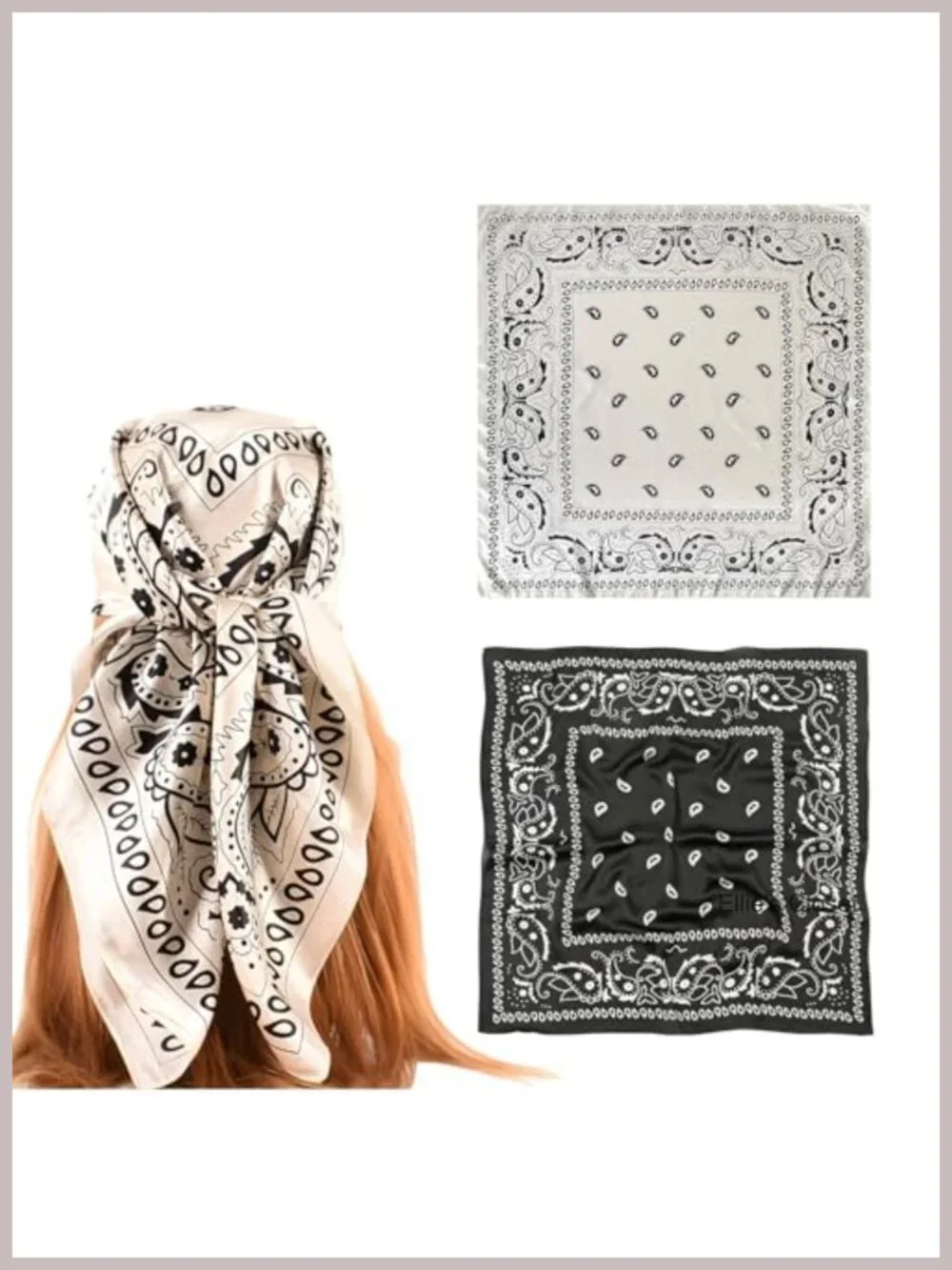 2pk Satin Square Bandana Scarf for Hair Wrapping, Neck, Head - 35